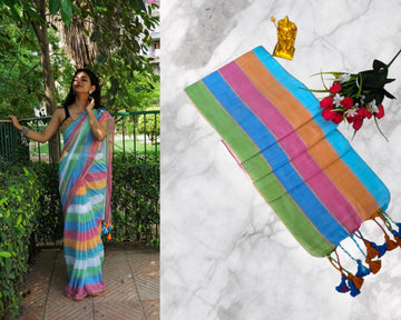 Vibrant Rainbow Breeze Saree